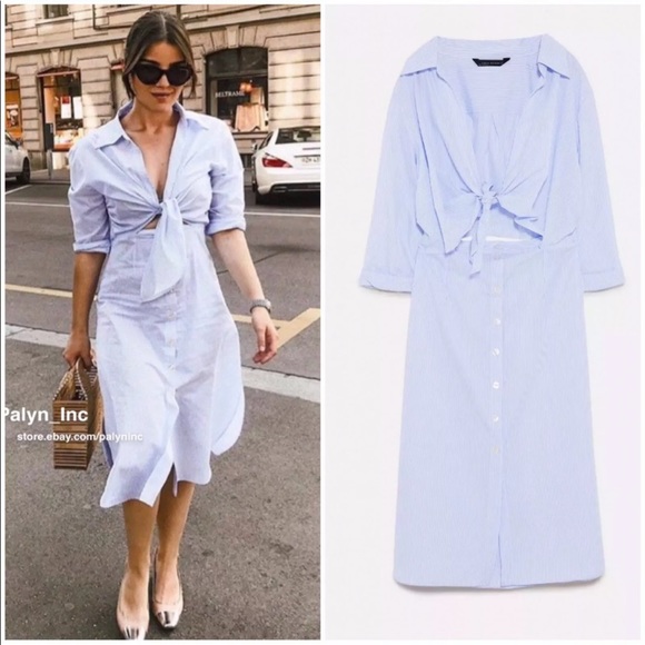 ❤️NWT ZARA STRIPED DRESS WITH KNOTTED DETAIL - Picture 8 of 8